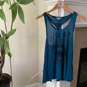 TALULA Blue Graphic Knot Low Armhole Tank Top